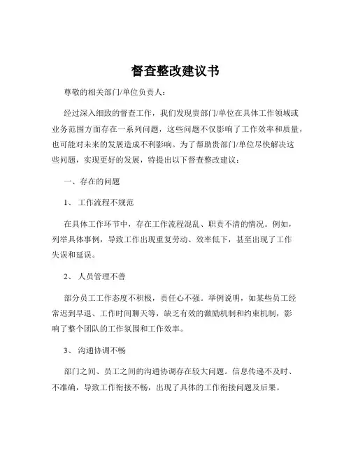 督查整改建议书