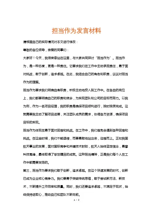 担当作为发言材料