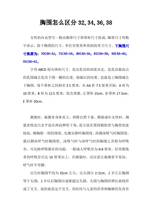 胸围怎么区分32,34,36,38