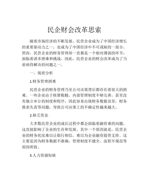 民企财会改革思索
