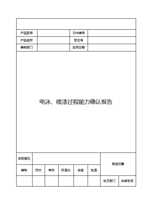 涂装过程能力确认报告