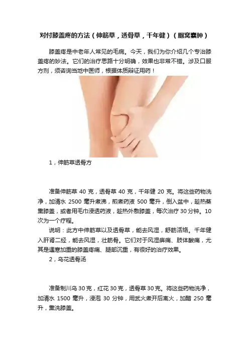 对付膝盖疼的方法（伸筋草，透骨草，千年健）（腘窝囊肿）