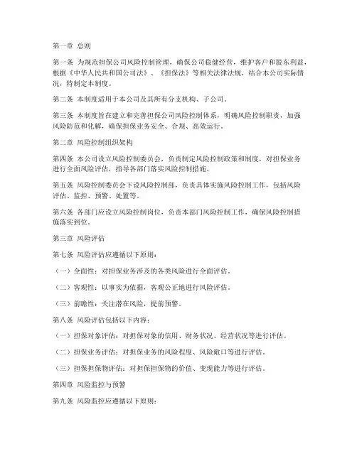 担保公司风险控制管理制度