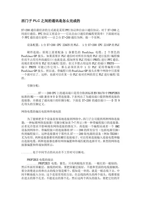 西门子PLC之间的通讯