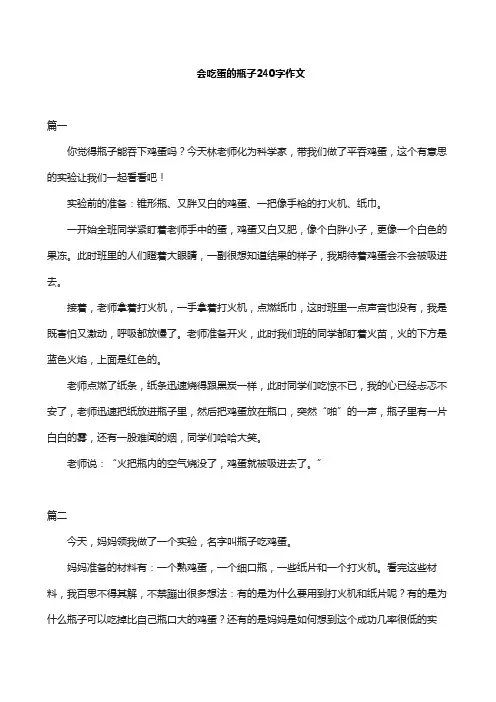 会吃蛋的瓶子240字作文