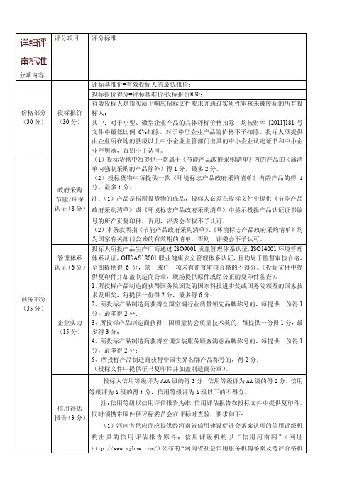 详细评审标准