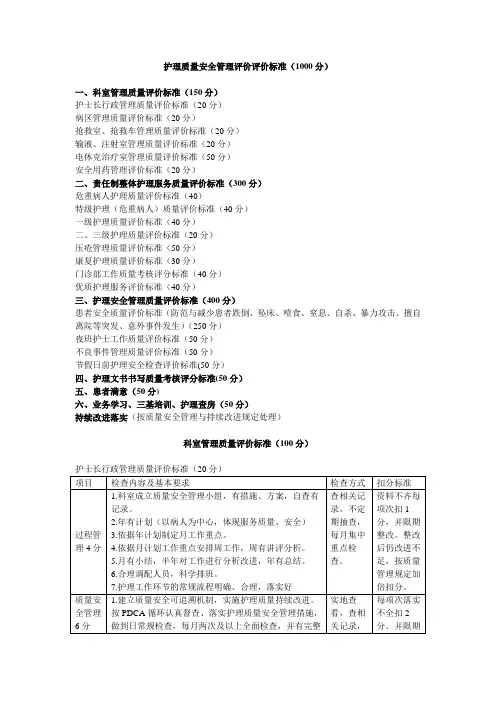 护理质量安全管理质量评价标准.doc