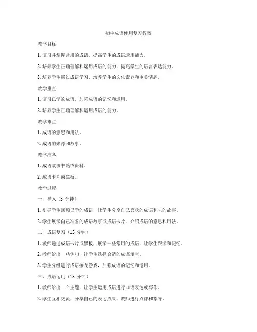 初中成语使用复习教案
