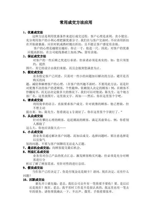 常用成交方法应用