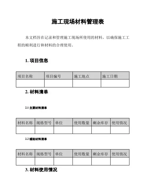 施工现场材料管理表