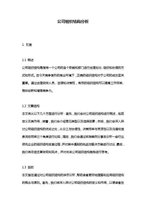 公司组织结构分析
