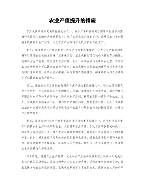 农业产值提升的措施