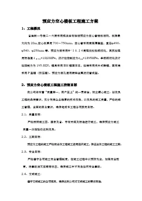 预应力空心楼板工程施工组织设计方案