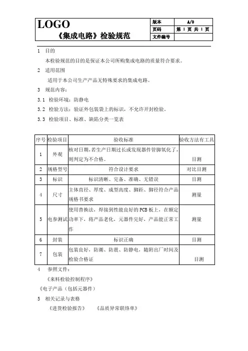 集成电路-来料检验规范