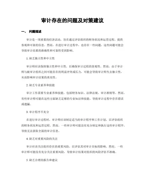 审计存在的问题及对策建议