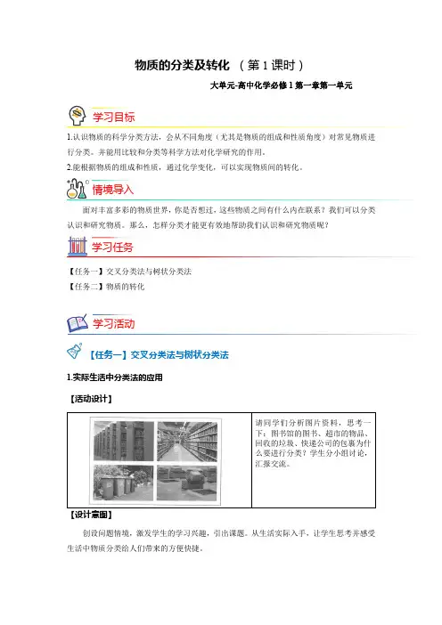 《物质的分类及转化 第1课时》示范课教学设计【化学人教版高中必修第一册(新课标)】