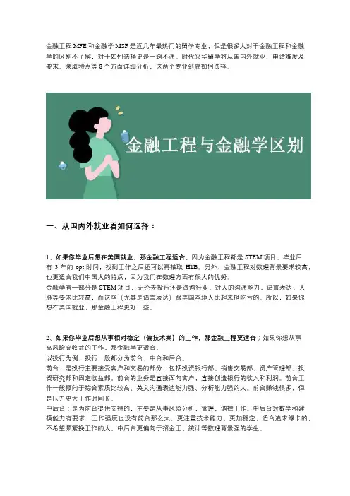 金融工程和金融学如何选择？快收下这攻略