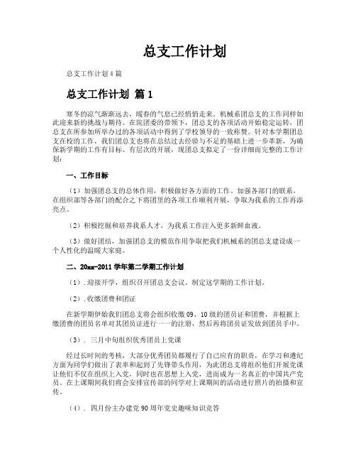 总支工作计划