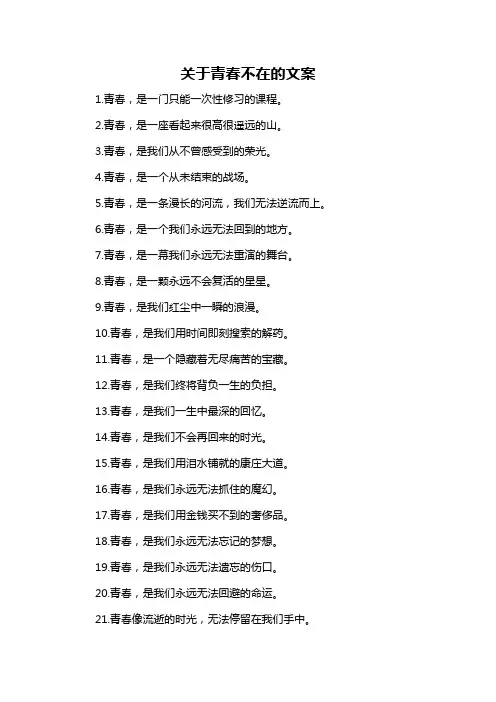 关于青春不在的文案-概述说明以及解释