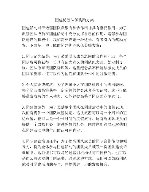 团建优胜队伍奖励方案