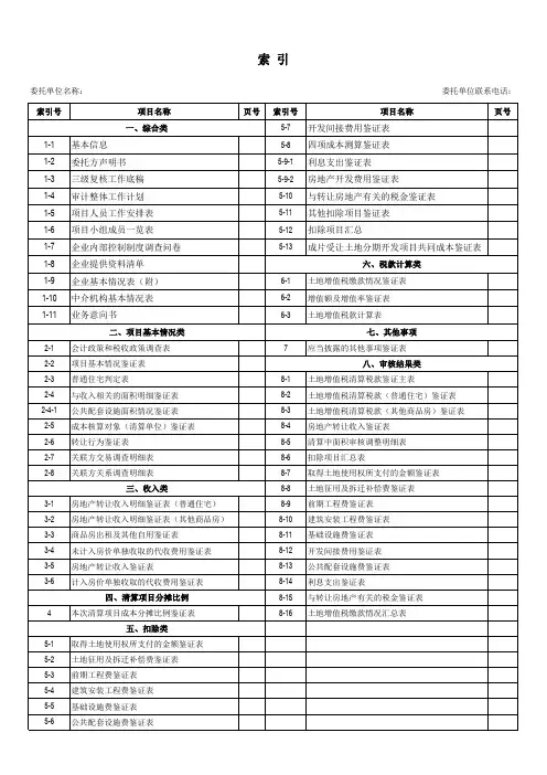 土地增值税清算鉴证工作底稿模板