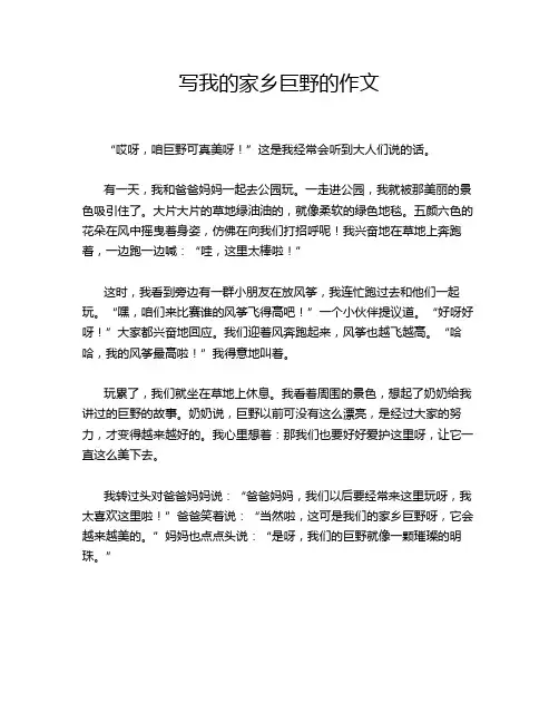 写我的家乡巨野的作文