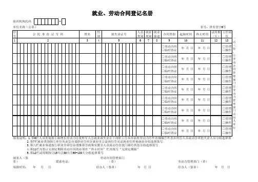 就业、劳动合同登记名册