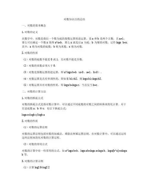 对数知识点的总结