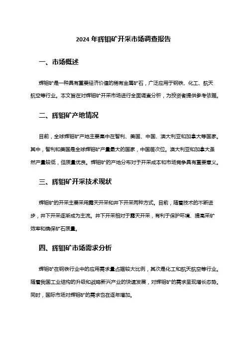 2024年辉钼矿开采市场调查报告