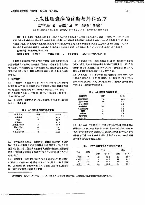 原发性胆囊癌的诊断与外科治疗