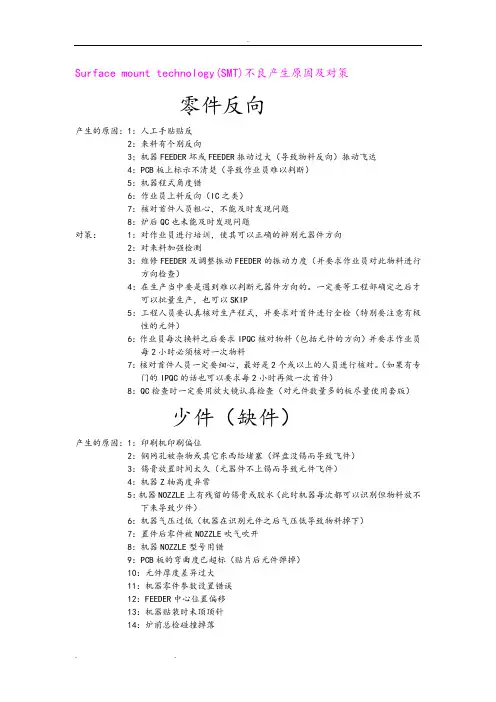 SMT不良产生原因和解决办法