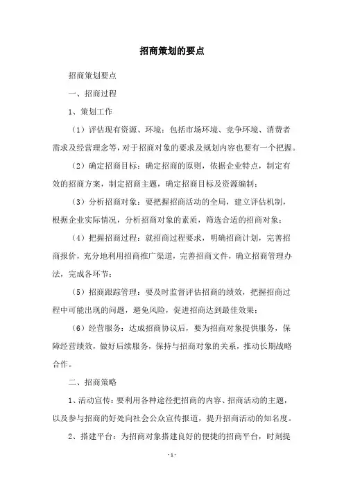 招商策划的要点