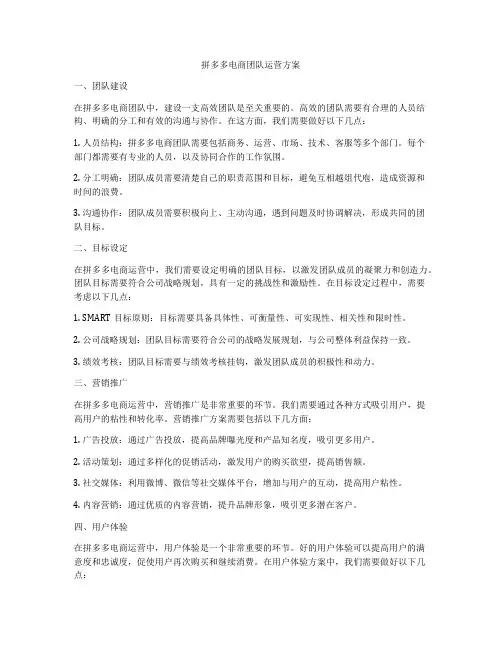 拼多多电商团队运营方案