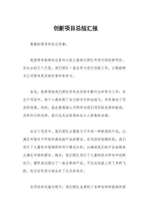 创新项目总结汇报