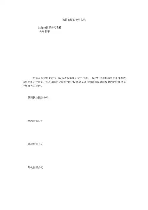 独特的摄影公司名称