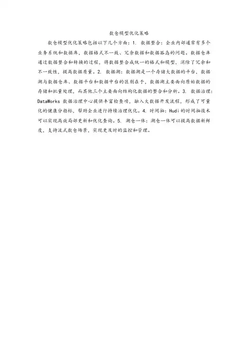数仓模型优化策略
