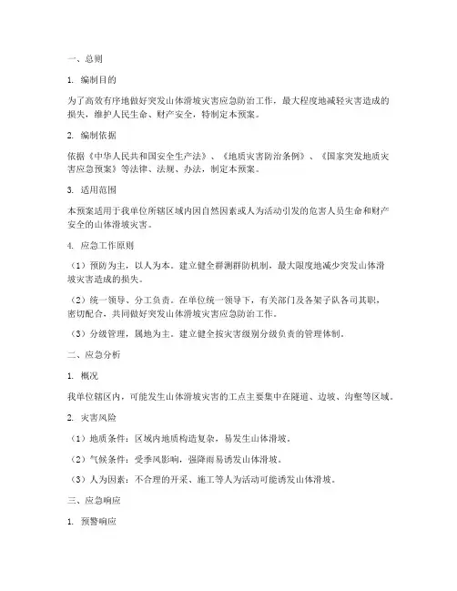 地质滑坡应急预案范本