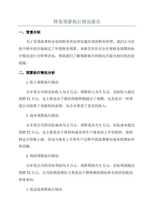 财务预算执行情况报告