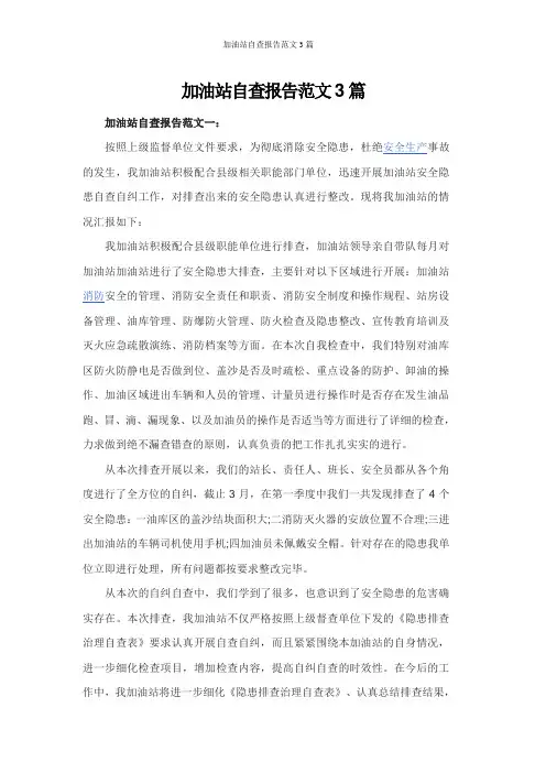 加油站自查报告范文3篇
