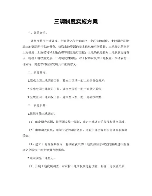 三调制度实施方案