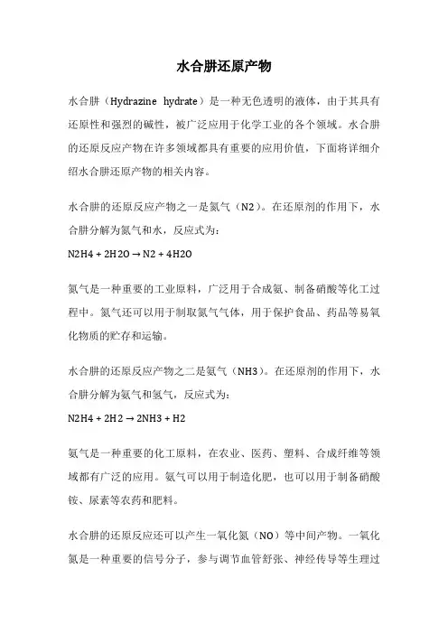 水合肼还原产物
