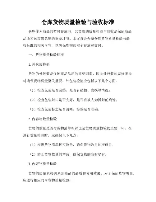 仓库货物质量检验与验收标准