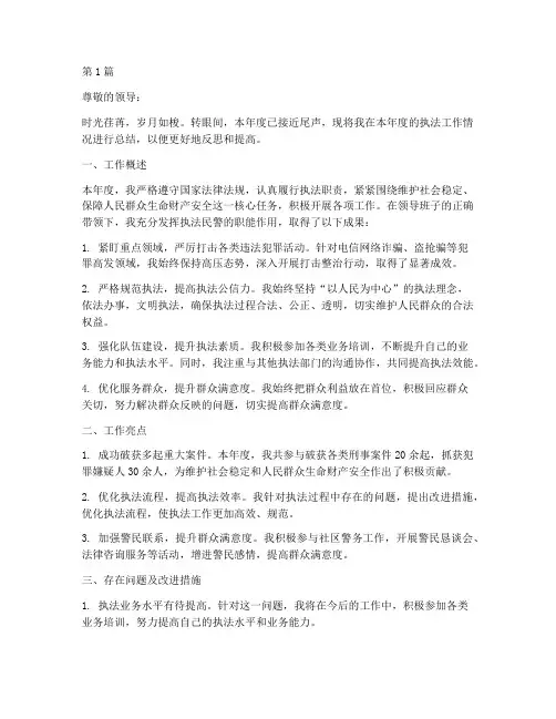 执法民警年度总结报告(3篇)