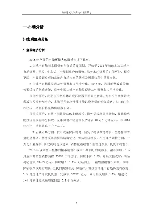 山东建筑房地产项目策划策划大作业大学毕设论文