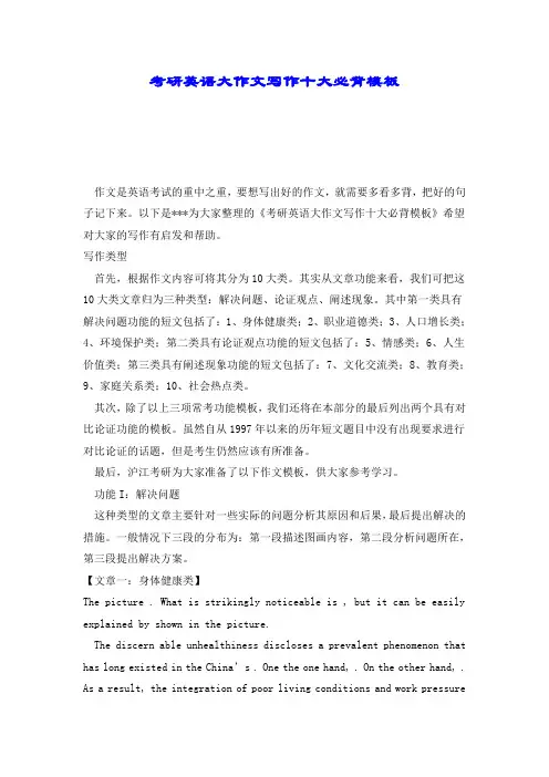 考研英语大作文写作十大必背模板.doc