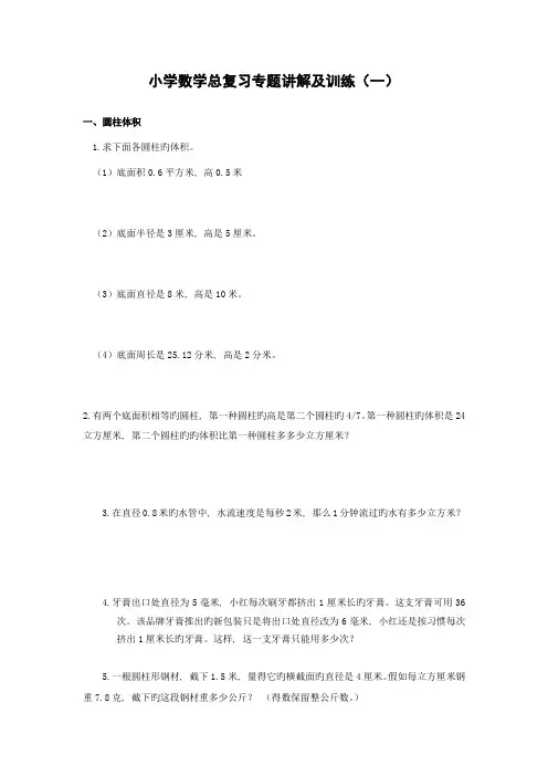 2023年小学数学总复习专题讲解及训练全套