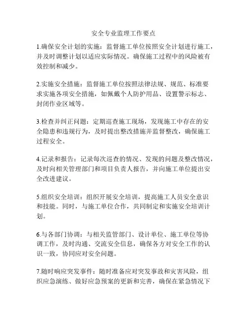 安全专业监理工作要点