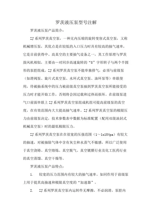 罗茨液压泵型号注解