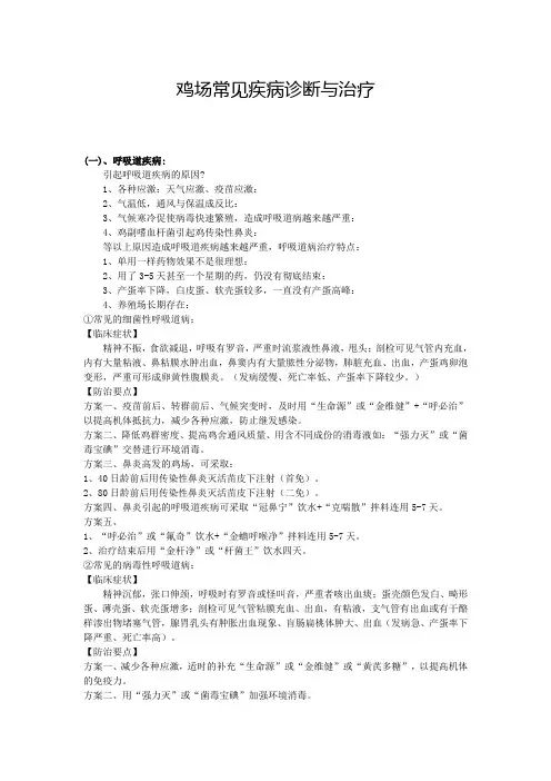 鸡场常见疾病诊断与治疗