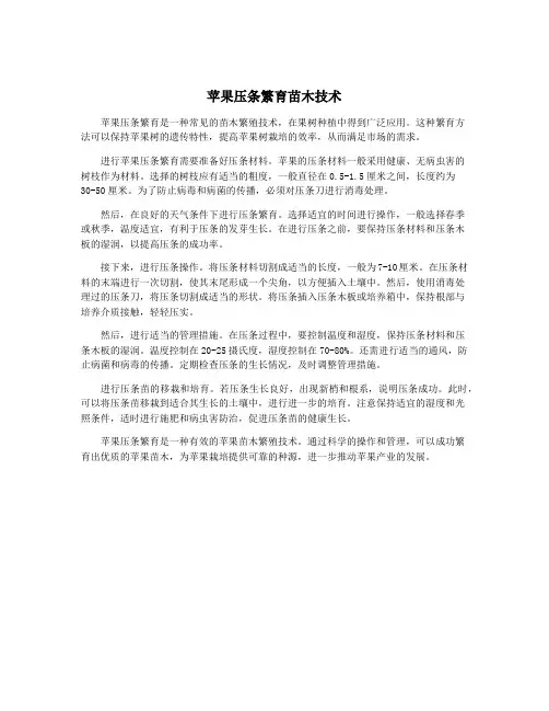 苹果压条繁育苗木技术